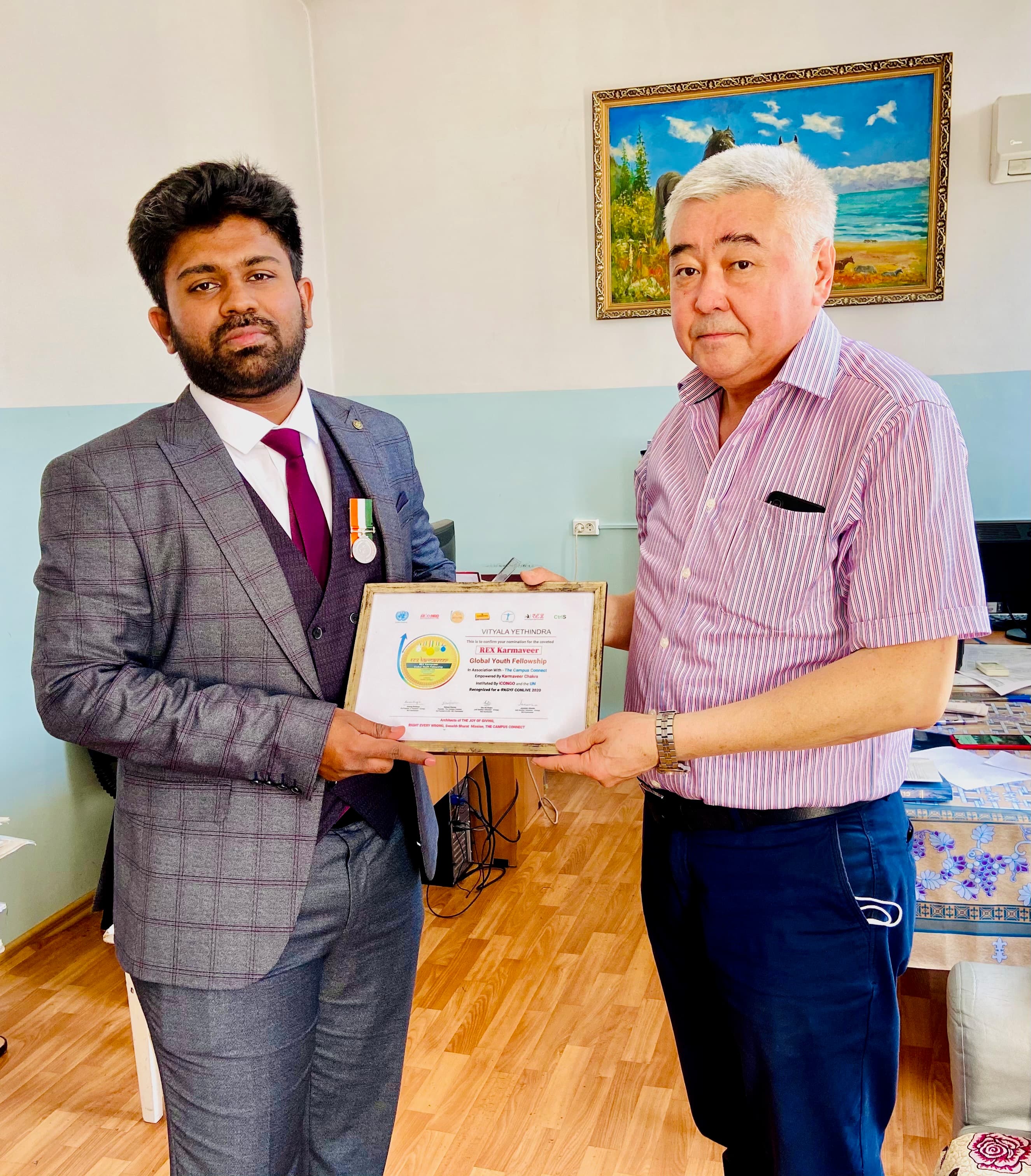 Karmaveer Chakra Award from Prof. Mamatov, 2021
